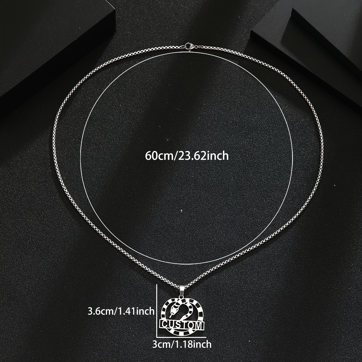 Personalized Snake Pendant Necklace, Unisex Gift